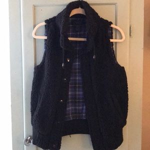 Black fuzzy vest